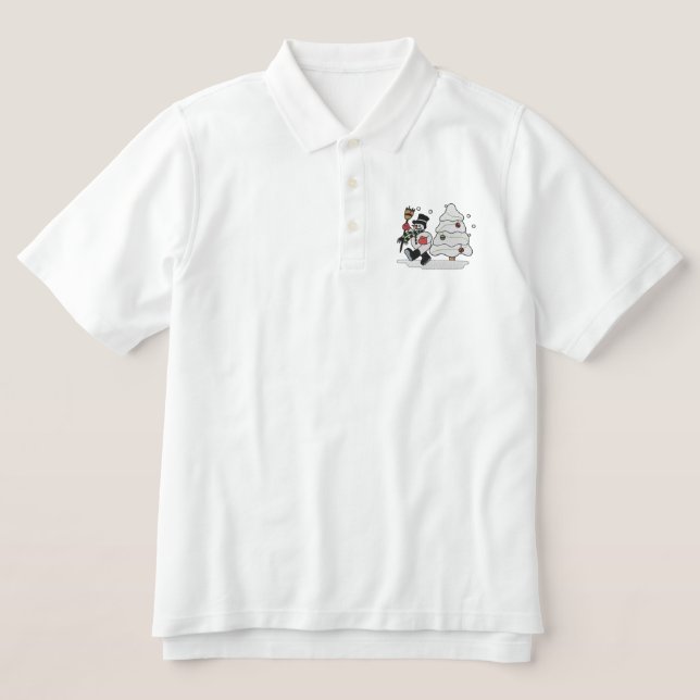 Snowman Embroidered Polo Shirt (Design Front)