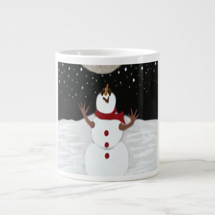 Snowman Enjoying The Moon ~ Jumbo Mug