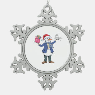 Snowman Event Organizer Christmas 2026 Holiday Snowflake Pewter Christmas Ornament
