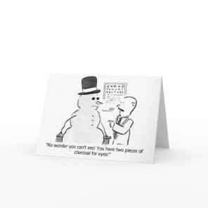 Snowman Eye Test Coal Greeting Card