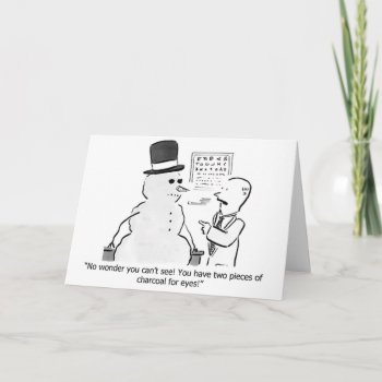 Snowman Eye Test Coal Greeting Card by Unique_Christmas at Zazzle