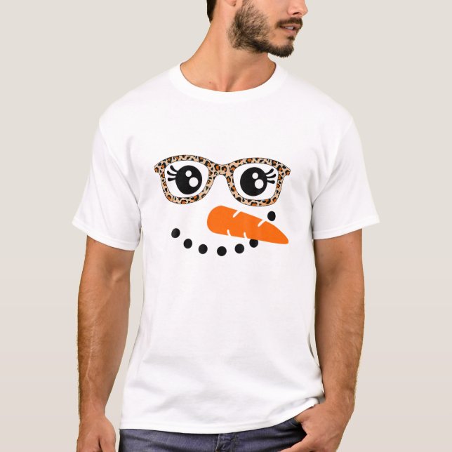 Snowman Face Carrot Nose Christmas Winter Cosplay T-Shirt (Front)