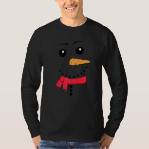 Snowman Face Carrot Nose Eyebrows Scarf Funny Chri T-Shirt