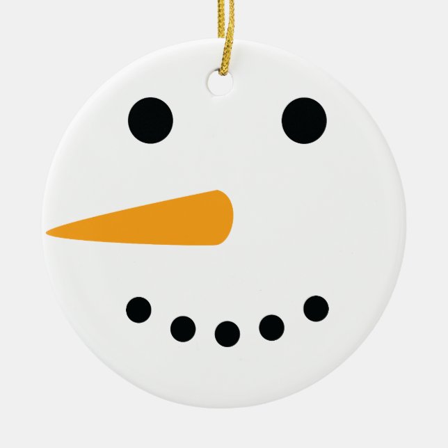 Snowman Face Ceramic Ornament (Front)