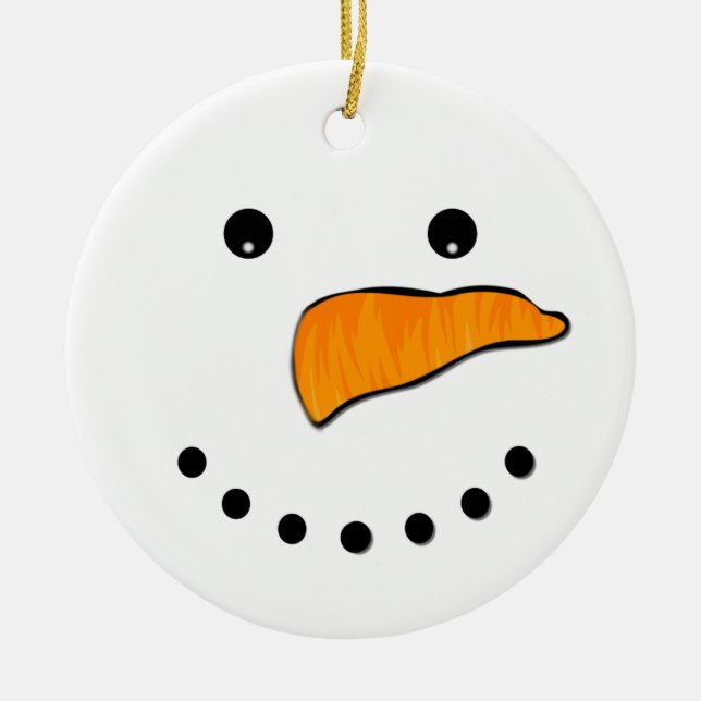 Snowman Face Ceramic Ornament (Front)