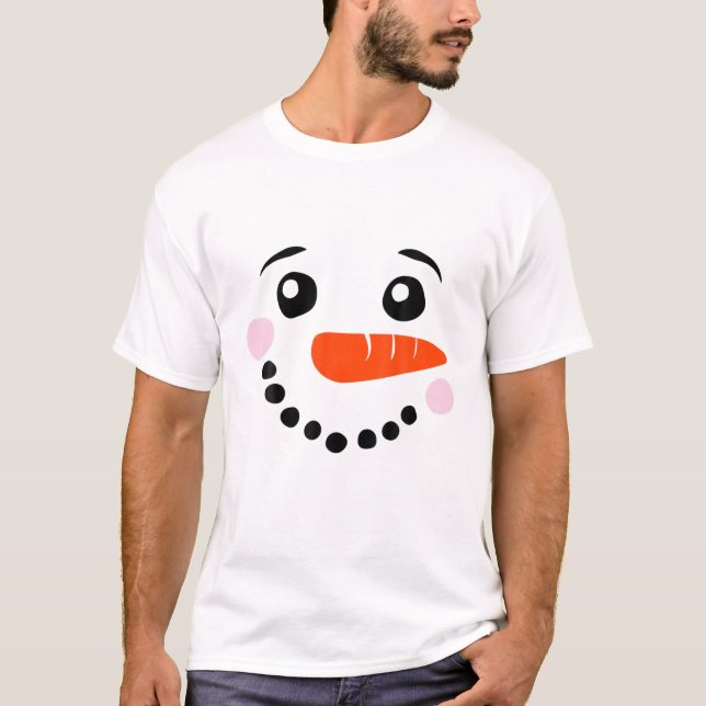 Snowman Face Christmas Funny Santa Claus Xmas T-Shirt (Front)