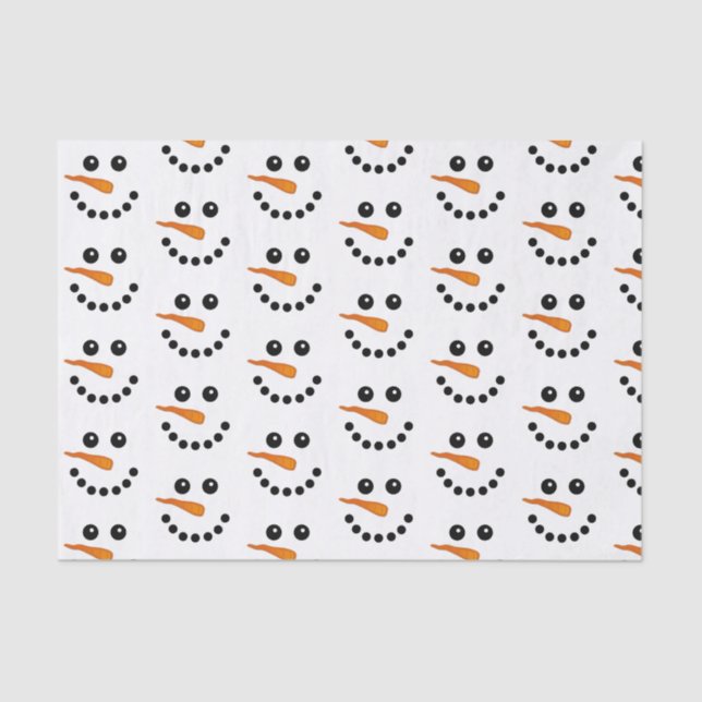 Snowman Face Christmas holidays festive Tissue Paper (Front)