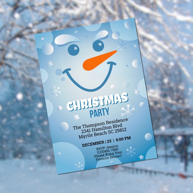 Snowman Face Christmas Party Invitation (Creator Uploaded)