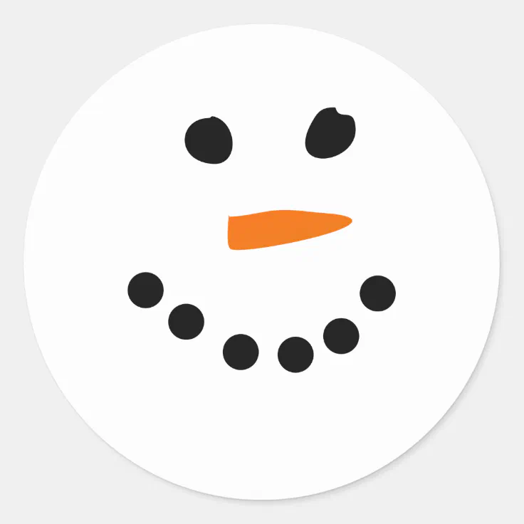 Snowman Face Classic Round Sticker | Zazzle