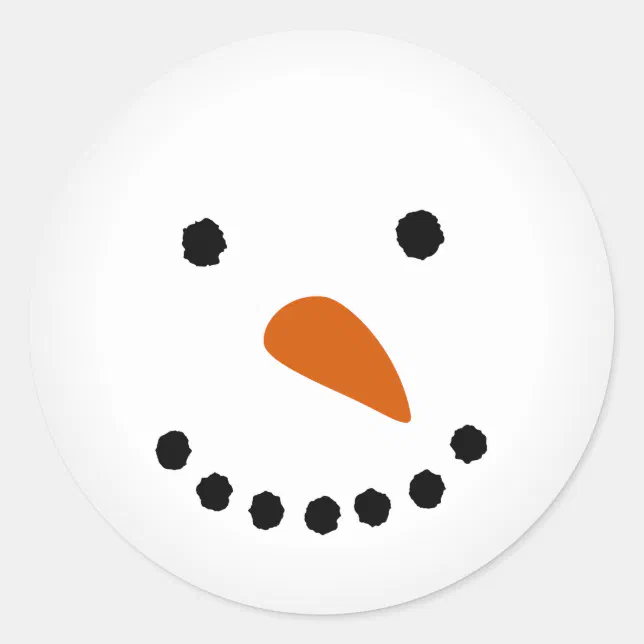 Snowman Face Classic Round Sticker | Zazzle