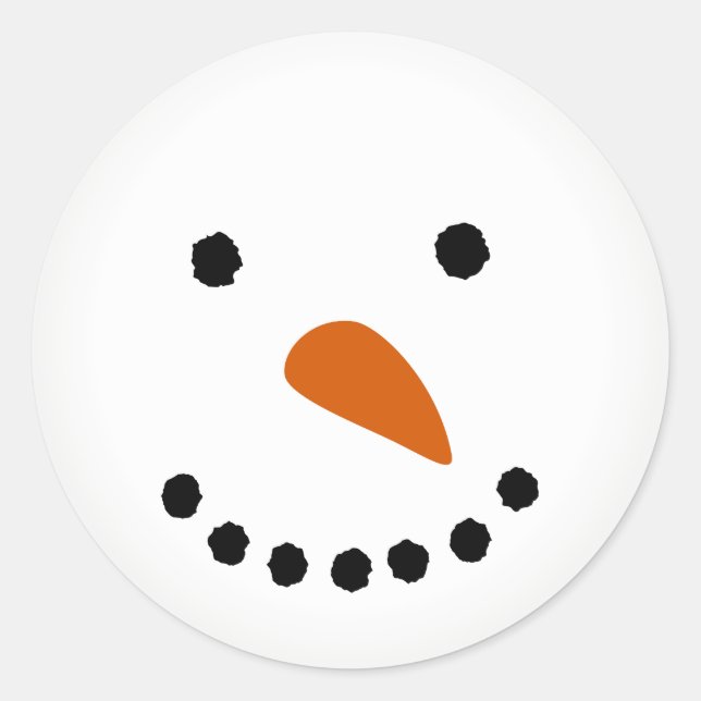 Snowman Face Classic Round Sticker (Front)