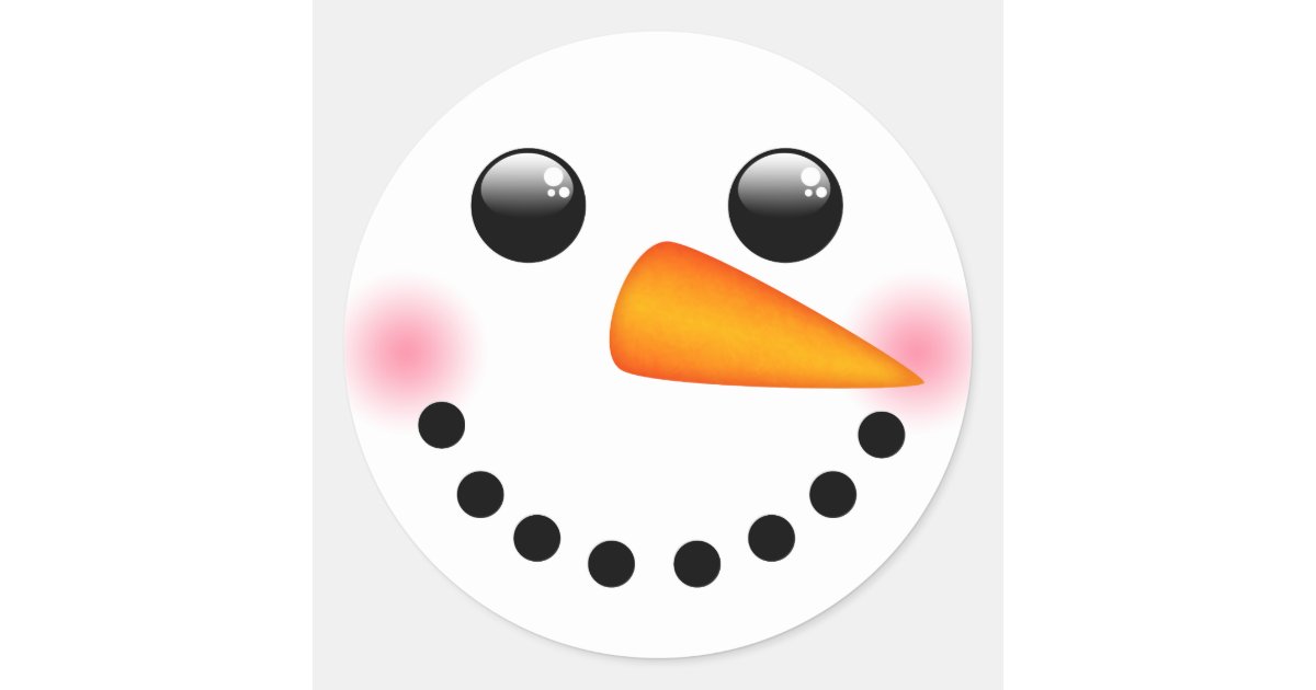 Snowman Face Classic Round Sticker Zazzle Com