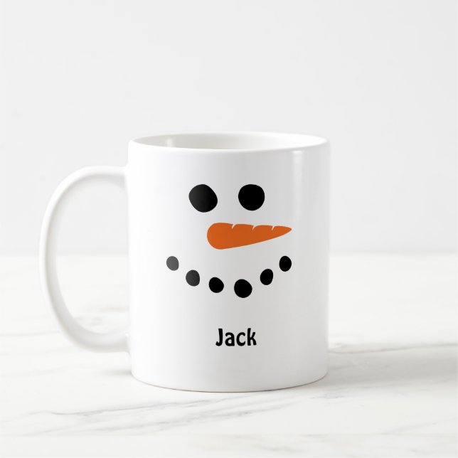 Snowman face coffee mug.  Personalize with name. Mug (Left)