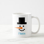 Snowman Face Customized Winter Holiday Fun Smiling Coffee Mug<br><div class="desc">Brighten your winter days with the best hot chocolate mug ever! Both sides of this fun and whimsical mug have a snowman's face on a white background... mirror images of each other! Each snowman has black coal eyes and smiling mouth, a black top hat, and a long orange carrot nose...</div>