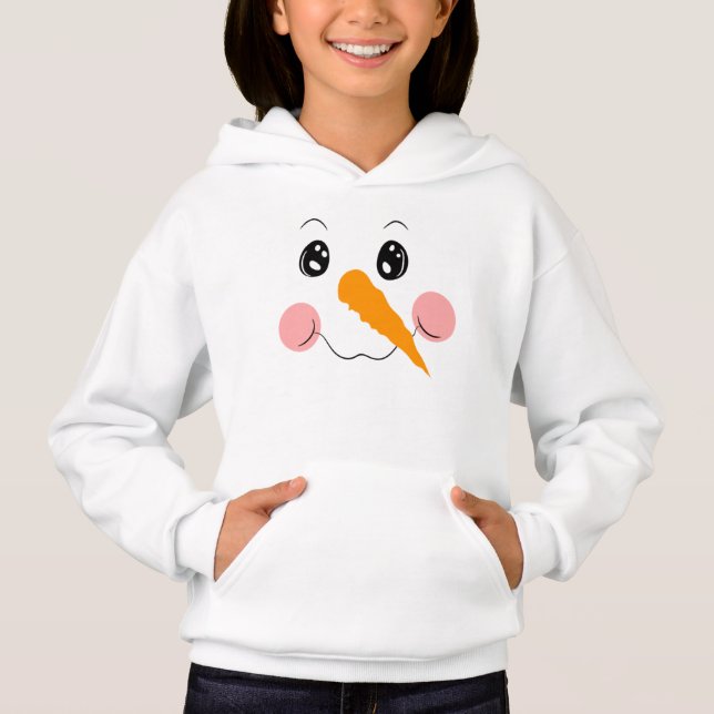 Snowman Face Cute Festive Christmas Holiday Hoodie (Front)