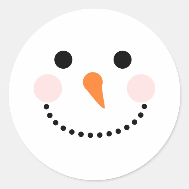 Snowman Face Envelope Seal Round Sticker (Front)