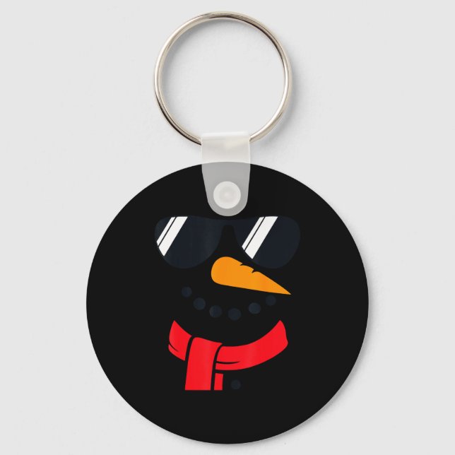 Snowman Face Family Christmas Matching Costume Men Keychain (Front)