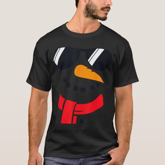 Snowman Face Family Christmas Matching Costume Men T-Shirt (Front)