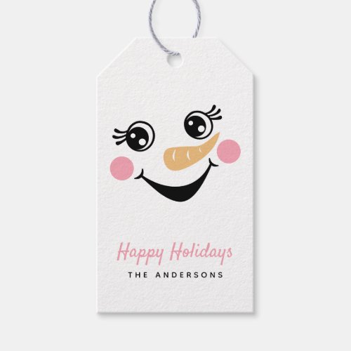 Snowman Face Happy Holidays  Gift Tags
