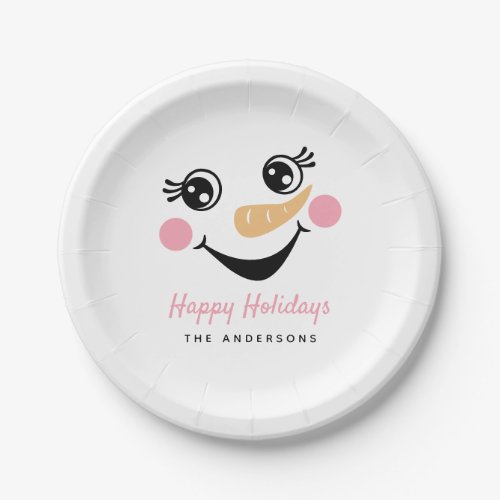 Snowman Face Happy Holidays  Paper Plates
