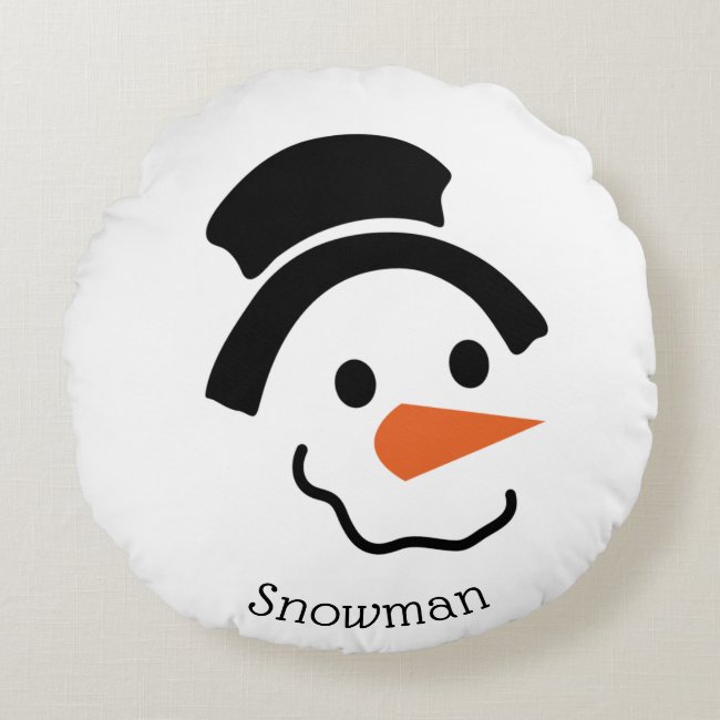 Snowman Face Hat Round Pillow
