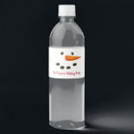 Snowman Face, Holiday Water Bottle Label<br><div class="desc">Warm Wishes, Snowman Holiday bottle label. This fun and friendly Snowman face has carrot nose, coal eyes & mouth. Add a custom touch to your holiday party with this winter, snowman design. Additional coordinating Snowman napkins are available in our Warm Wishes, Snowman Holiday collection at MetroEvents on Zazzle. For further...</div>