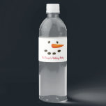 Snowman Face, Holiday Water Bottle Label<br><div class="desc">Warm Wishes, Snowman Holiday bottle label. This fun and friendly Snowman face has carrot nose, coal eyes & mouth. Add a custom touch to your holiday party with this winter, snowman design. Additional coordinating Snowman napkins are available in our Warm Wishes, Snowman Holiday collection at MetroEvents on Zazzle. For further...</div>