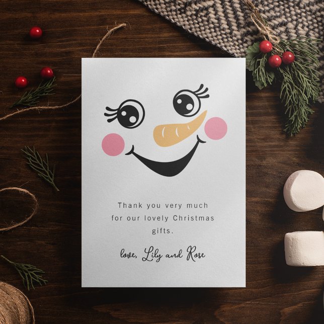 Snowman Face Kids Christmas Thank You Card (Creator Uploaded)