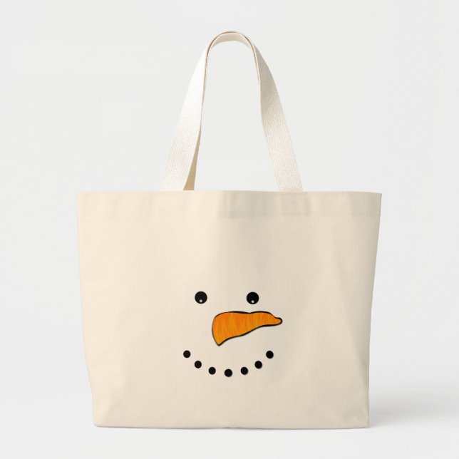 Snowman Face Large Tote Bag (Front)