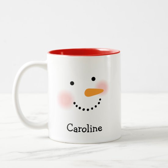 Snowman Face Monogram Holiday Mug for Her