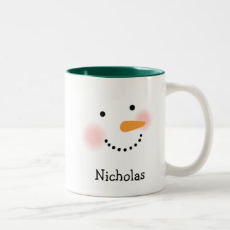 Snowman Face Monogram Holiday Mug for Him