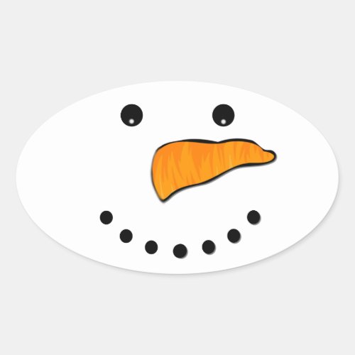 Snowman Face Oval Sticker