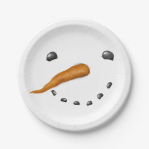 Snowman face paper plates