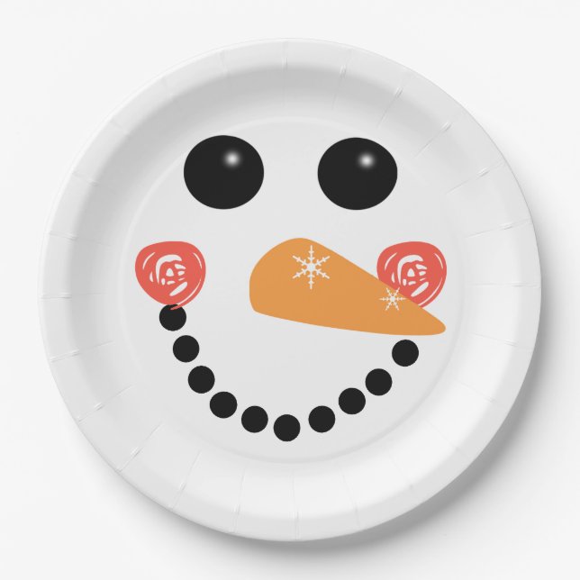 Snowman Face Paper Plates (Front)