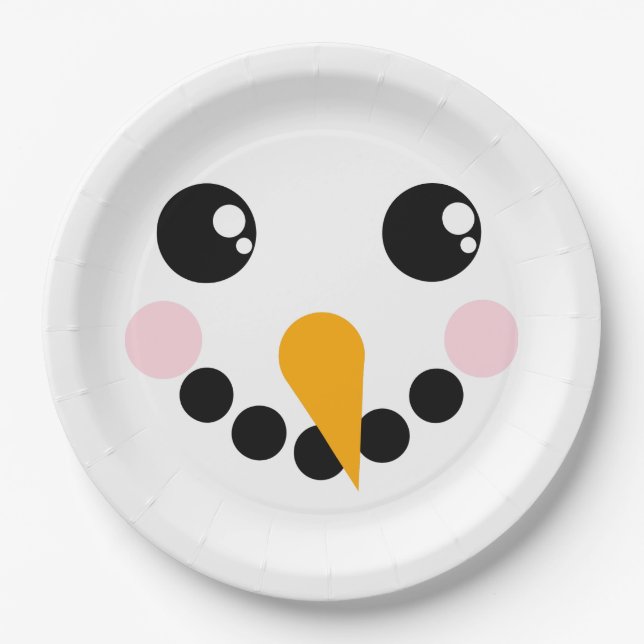 Snowman Face Paper Plates (Front)