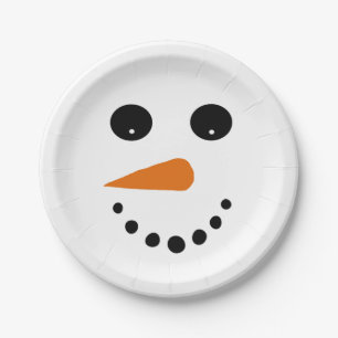 Snowman face paper plates