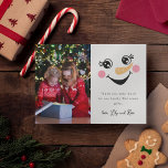 Snowman Face Photo Kids Christmas Thank You Card<br><div class="desc">A modern photo thank you card</div>