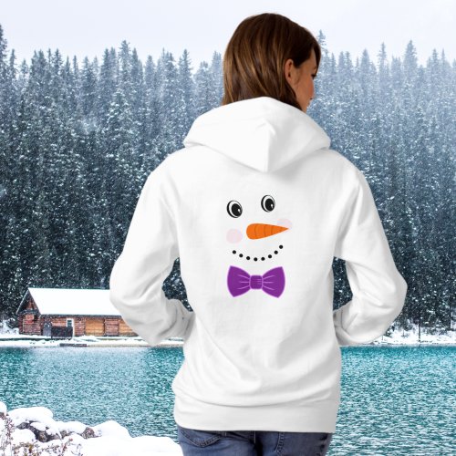 Snowman Face Purple Bowtie add name  Hoodie