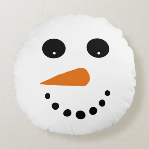 Snowman face round pillow