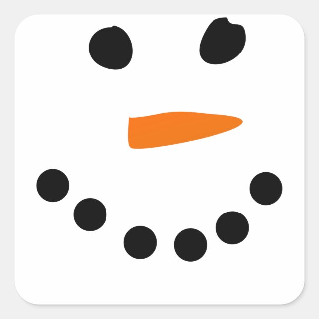 Snowman Face Square Sticker (Front)