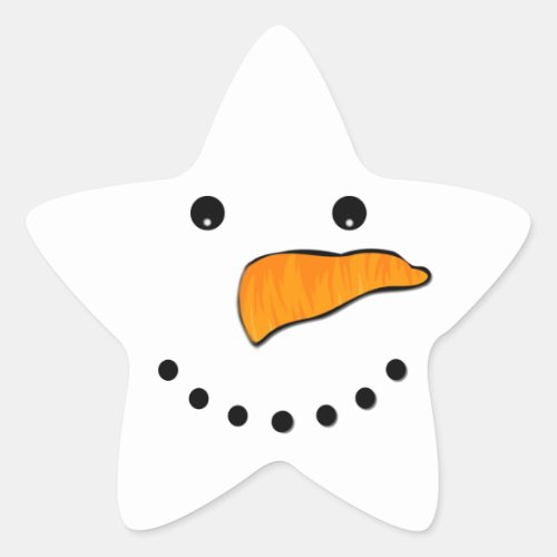 Snowman Face Star Sticker