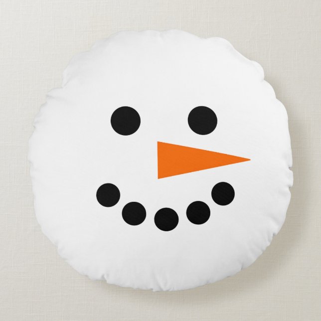 Snowman Face Winter Holiday Christmas Hanukkah Round Pillow (Front)