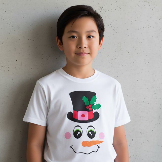 Snowman Face With Hat T-Shirt for Kids (Creator Uploaded)
