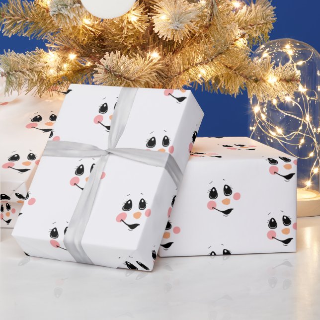 Snowman Face Wrapping Paper | Cute Winter (Holidays)