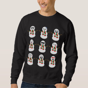 Snowman Faces Characters Cute Christmas Sweatshirt