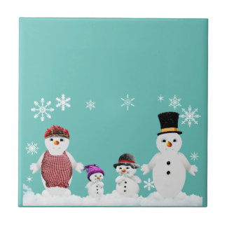 snowman family ceramic tile