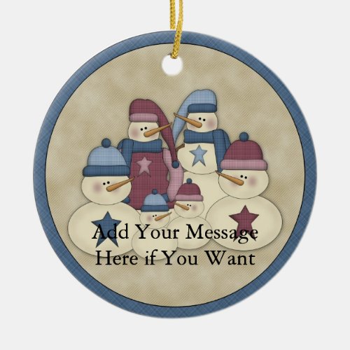 Snowman Family  Customizable Holiday Ornament