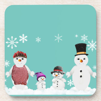 snowman family drink coaster