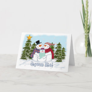 Snowman Family Greeting Card Merry Christmas
