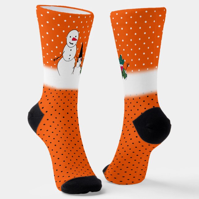 Snowman Family Halloween  Socks (Angled)